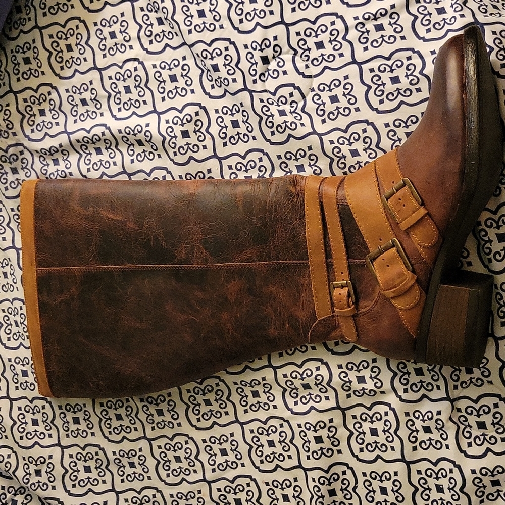 Brand New never worn wide calf leather boots size 12.
